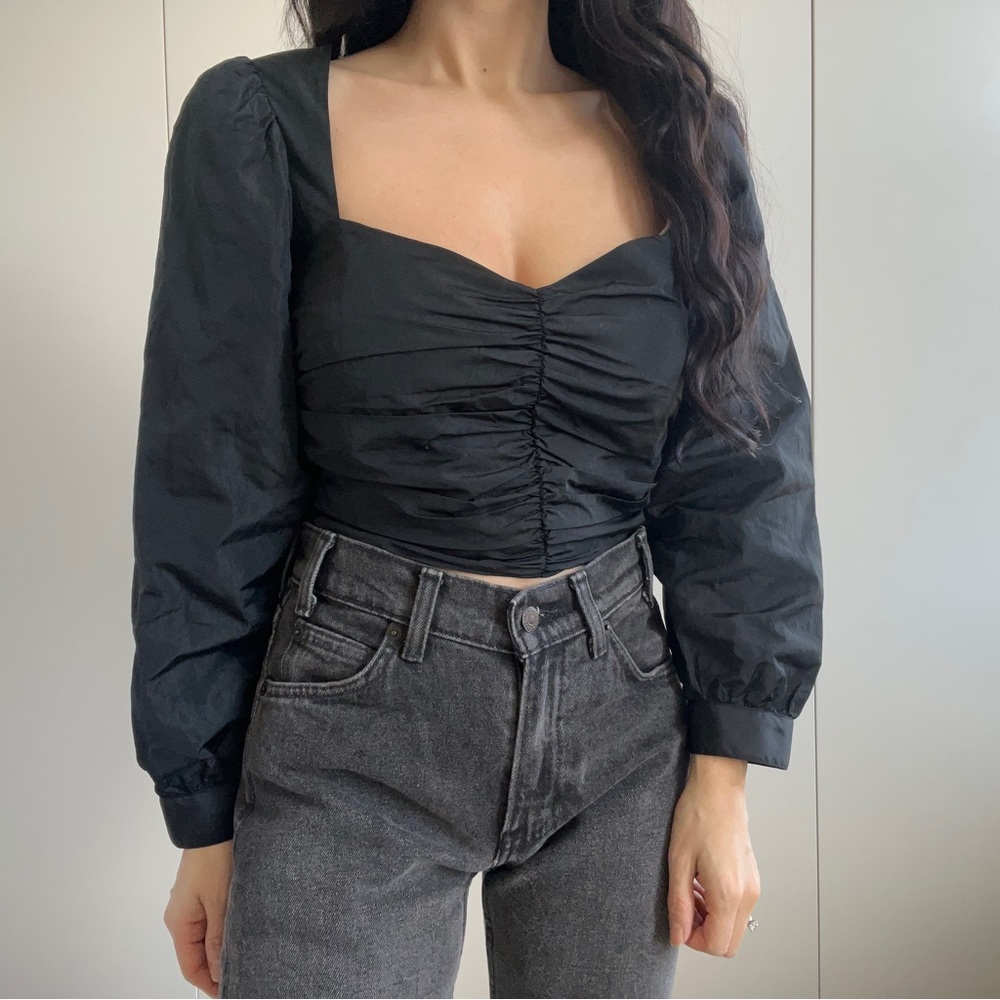 Sunday best light rutched crop blouse top size 2
